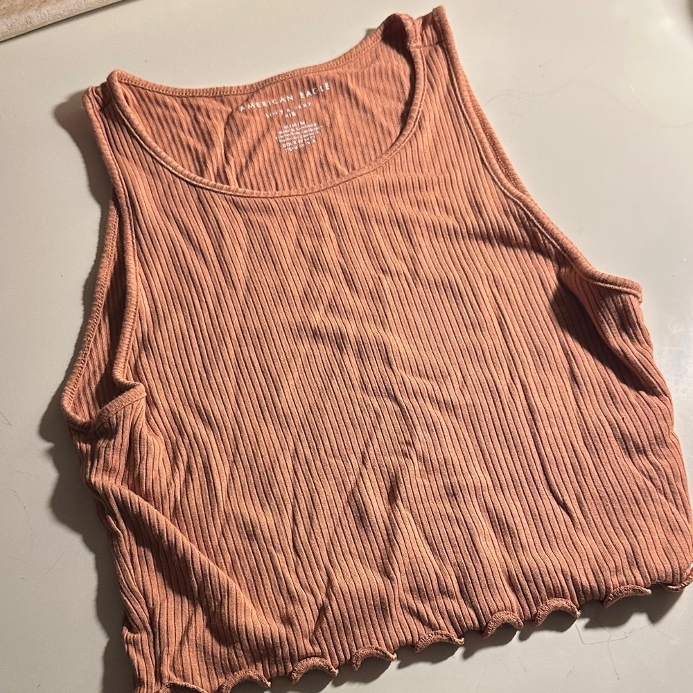 American Eagle Outfitters Ribbed Tank Top - Warm Brown